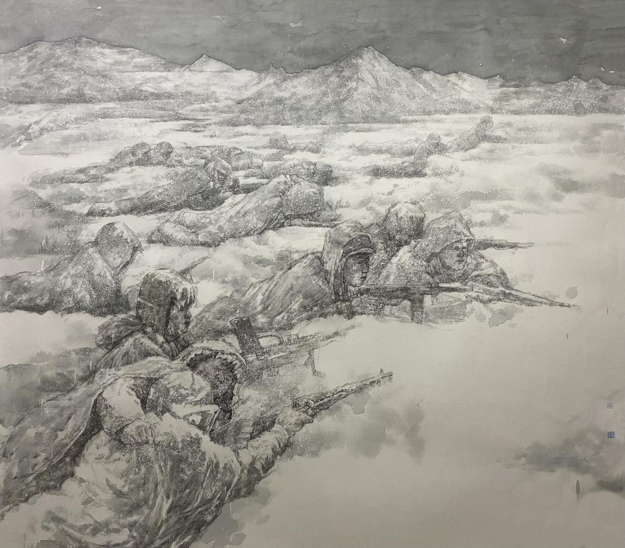 张春海，《冰雪英魂》，中国画，170x195cm 2021年