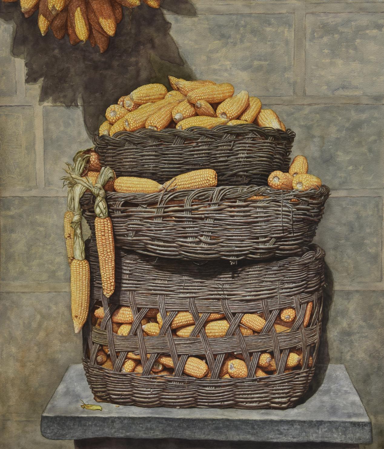 魏方川 《秋实》 85×98cm 水彩 2021年